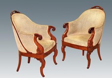 antique mahogany pair of armchairs