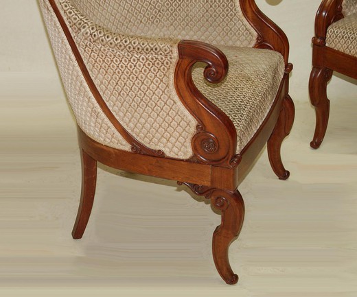 старинная мебель - парные кресла из красного дерева, 19 век