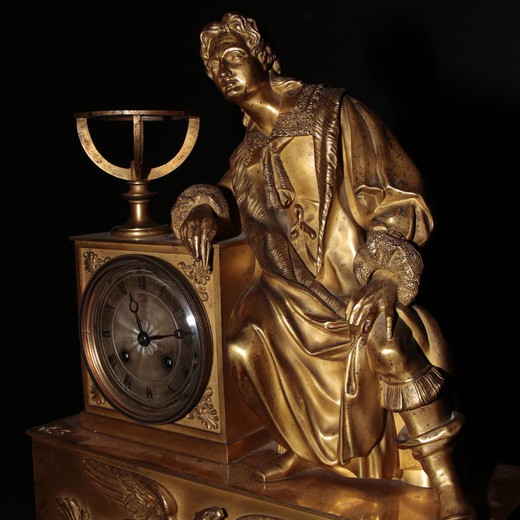 антикварные часы галилео галилей из бронзы с золочением, 19 век