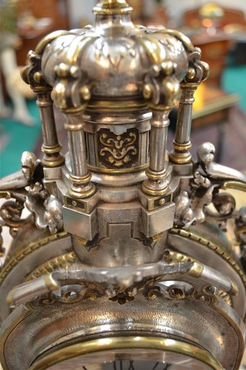 винтажные настольные часы ренессанс из бронзы и латуни, 19 век
