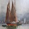 antique marine oil on wood “sailboat”