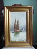 antique marine oil on wood “sailboat”