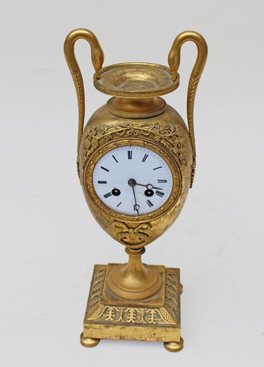 антикварные часы из золоченой бронзы, ампир, 19 век