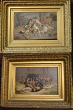 Pair Of Paintings Of Hunting Scenes Signed V. Bain