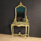 Italian Console With Mirror Lacquered Wood From XXth Century