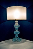 Antique opalescent and crystal table lamp