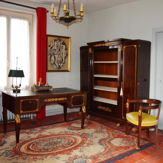 антикварная мебель - кабинет в стиле ампир, красное дерево и бронза, 20 век