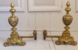 Antique fireplace Napoleon III andirons