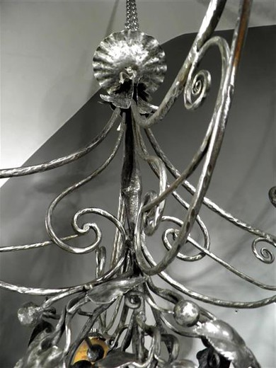 винтажная металлическая люстра ар нуво, начало 20 века