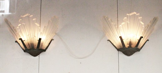 antique pair wall lights glass