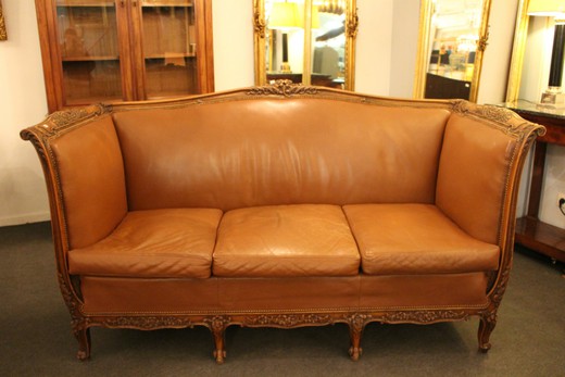 антикварная мебель - кожаный диван людовик 15