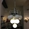 Chrome and opaline art-deco chandelier light 
