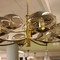 Brass and smoked glass chandelier light 
