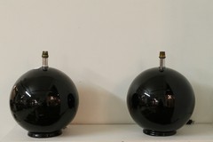x2 black glass lamps