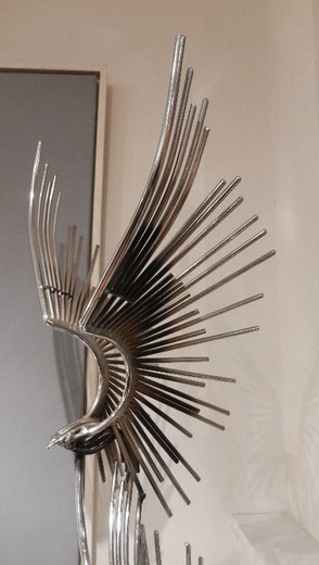 винтажная скульптура птицы, автор кертис жере, металл