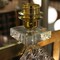 Pair of brass and glass table lamps