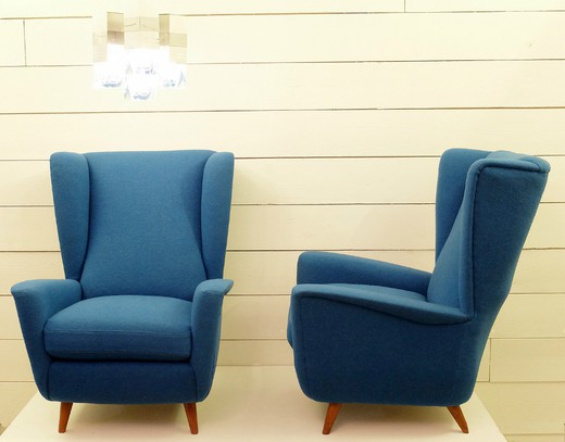 винтажная мебель - диван и кресла в синем цвете, de coene