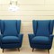 Pair of blue Armchairs + Sofa in the style of "De Coene"