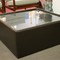 Leather and glass coffee table 70