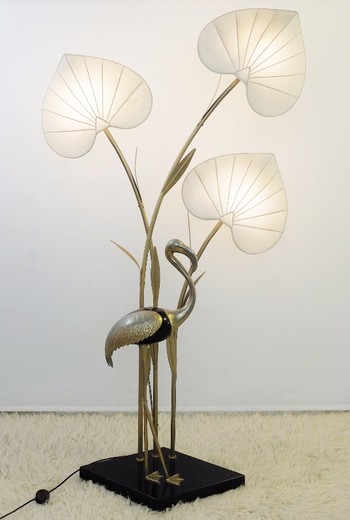 лампа из латуни западная Европа 20 век ХХ век лампа с фламинго
