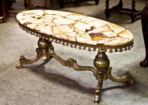 antique table in bronze and onyx