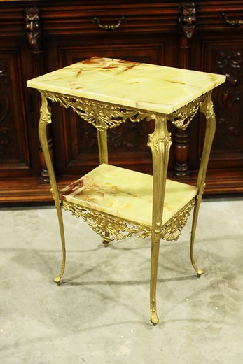 антикварный стол-подставка из оникса и бронзы