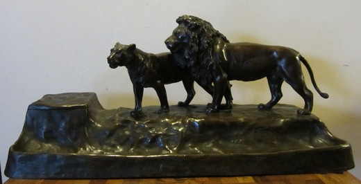 antique inkstand bronze