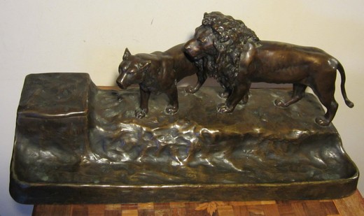 old bronze inkstand