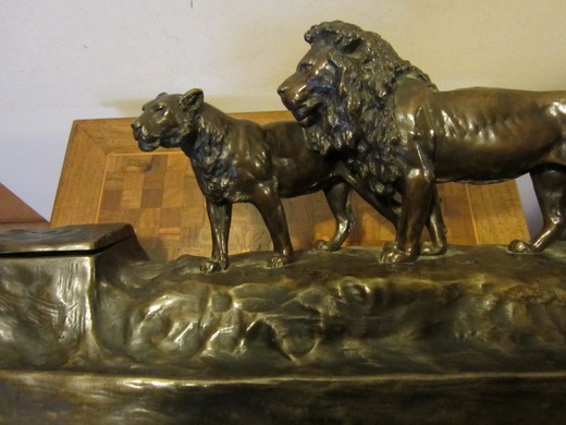 vintage bronze inkstand