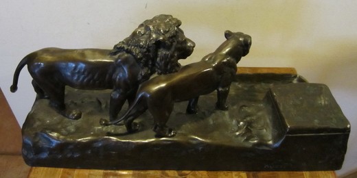 old bronze inkstand