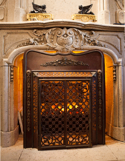 vintage bronze and brass fireplace insert