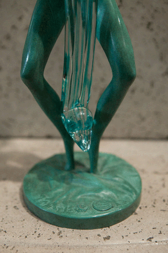 vintage bronze and glass vase