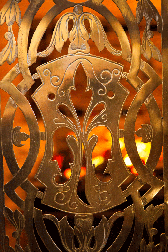 antique bronze fireplace insert