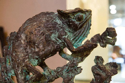 vintage bronze chameleon