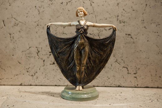 bronze and ivory dancer figurine