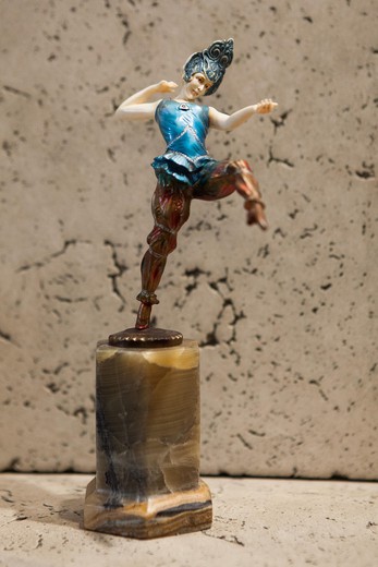 антикварная статуэтка танцовщица из бронзы и мрамора