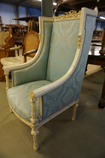 антикварное голубое кресло людовик 16