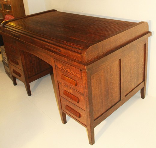 старинная мебель - письменный стол из дуба