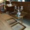 Antique pair brass tables