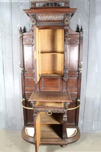 old antique hall stand  in wood with carving