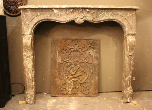 антикварный каминный портал из мрамора, людовик 15