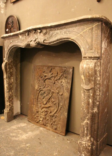 винтажный мраморный камин в стиле людовик 15, 18 век