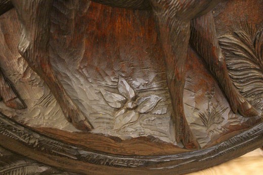 винтажная резная панель из дерева, олень, 19 век