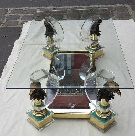 антикварная мебель - кофейный столик из стекла