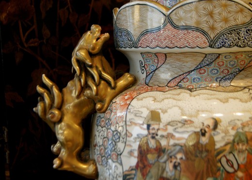 антикварный горшок из глины и золота, 19 век
