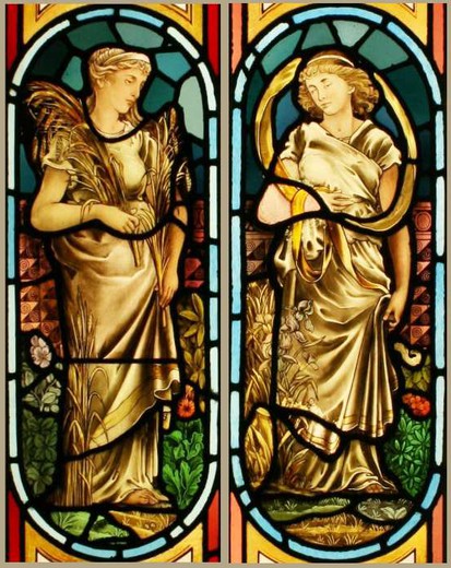 Victorian stained glass window Iris and Ceres . Артикул: 77_017 -  «BersoАнтик»