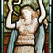 Victorian leaded stained glass Maiden and horn