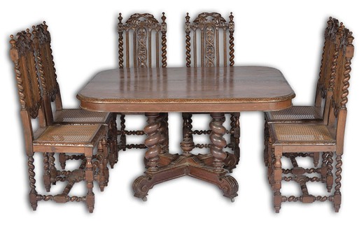 антикварная мебель - стол и стулья в стиле луи 14