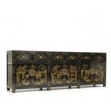 Black Lacquer Sideboard Decorated with Gold Oriental Scenes