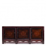 Brown Lacquered Distressed Sideboard Three Door c.1800